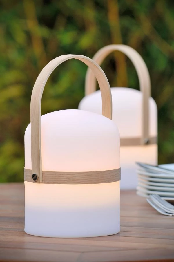 Lucide JOE - Rechargeable Table lamp Outdoor - Battery - Ø 14,5 cm - LED Dim. - 1x3W 3200K - IP44 - 3 StepDim - White - ambiance 2